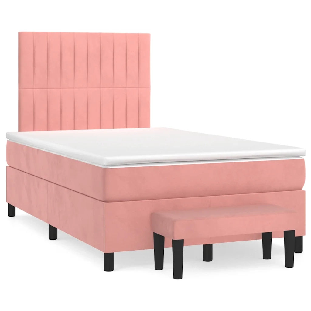 Giroletto a Molle con Materasso Rosa 120x190 cm in Velluto 3270486