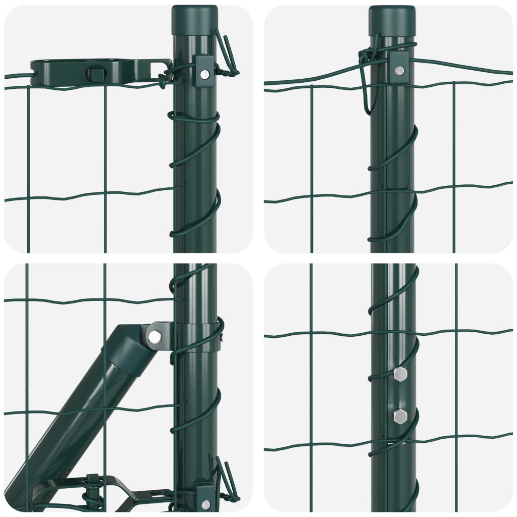 Recinzione Euro con 7 pali 1.5x10 m Acciaio zincato Verde