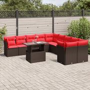 Set Divani da Giardino 11 pz con Cuscini Marrone in Polyrattan 3266884