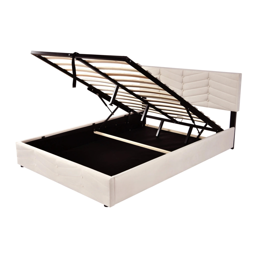 Letto imbottito 140x190 con testiera regolabile; velluto beige