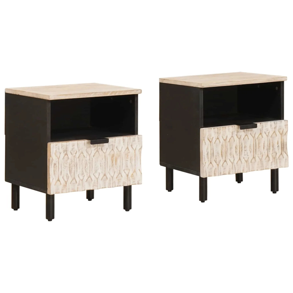 Armadio da Notte con cassetto 2 pcs Bianco 40 x 33 x 46 cm