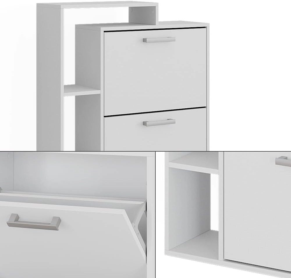 Scarpiera Orlando, Bianco, 80 x 128.3 cm con 3 scomparti