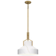 Sospensione Quoizel Brecken ottone vetro opale Ø37cm 2xE27