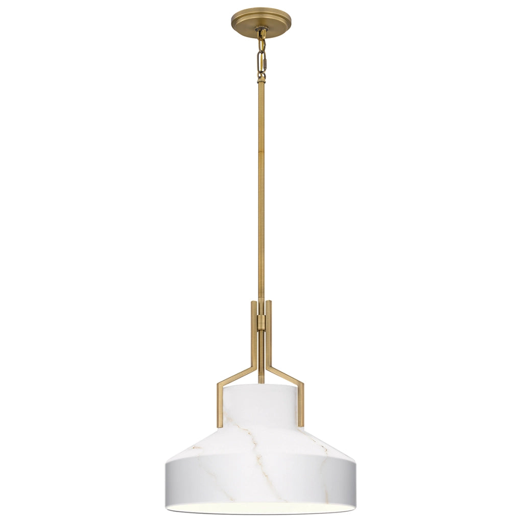 Sospensione Quoizel Brecken ottone vetro opale Ø37cm 2xE27