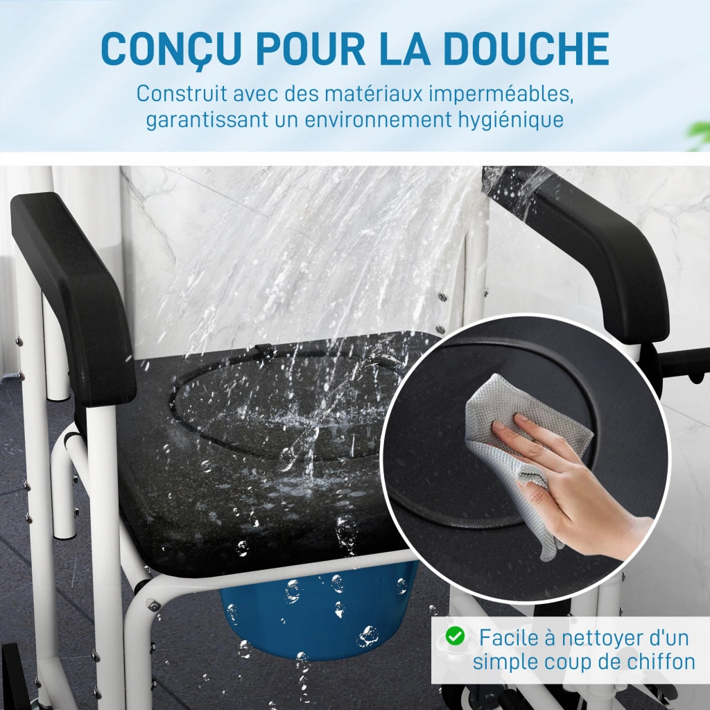 Sedia da doccia con ruote ¨C zephmum ¨C 53x97x97 cm, nero