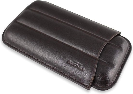 Etui per sigarette in pelle premium per 3 sigarette - Robusto (marrone) con parole chiave per fumatori occasionali e accessori scatola per sigarette