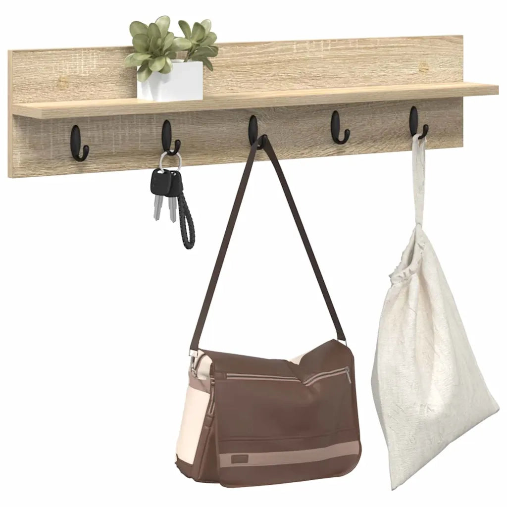 Appendiabiti a muro Rovere Sonoma 80 x 10,5 x 18 cm 874397