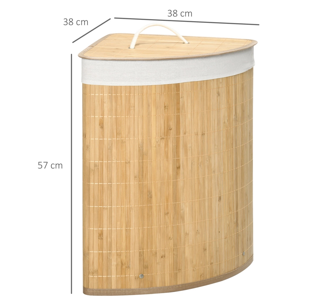 Cestino portabiancheria 38x38x57 cm con coperchio e sacco interno rimovibile in bambù naturale