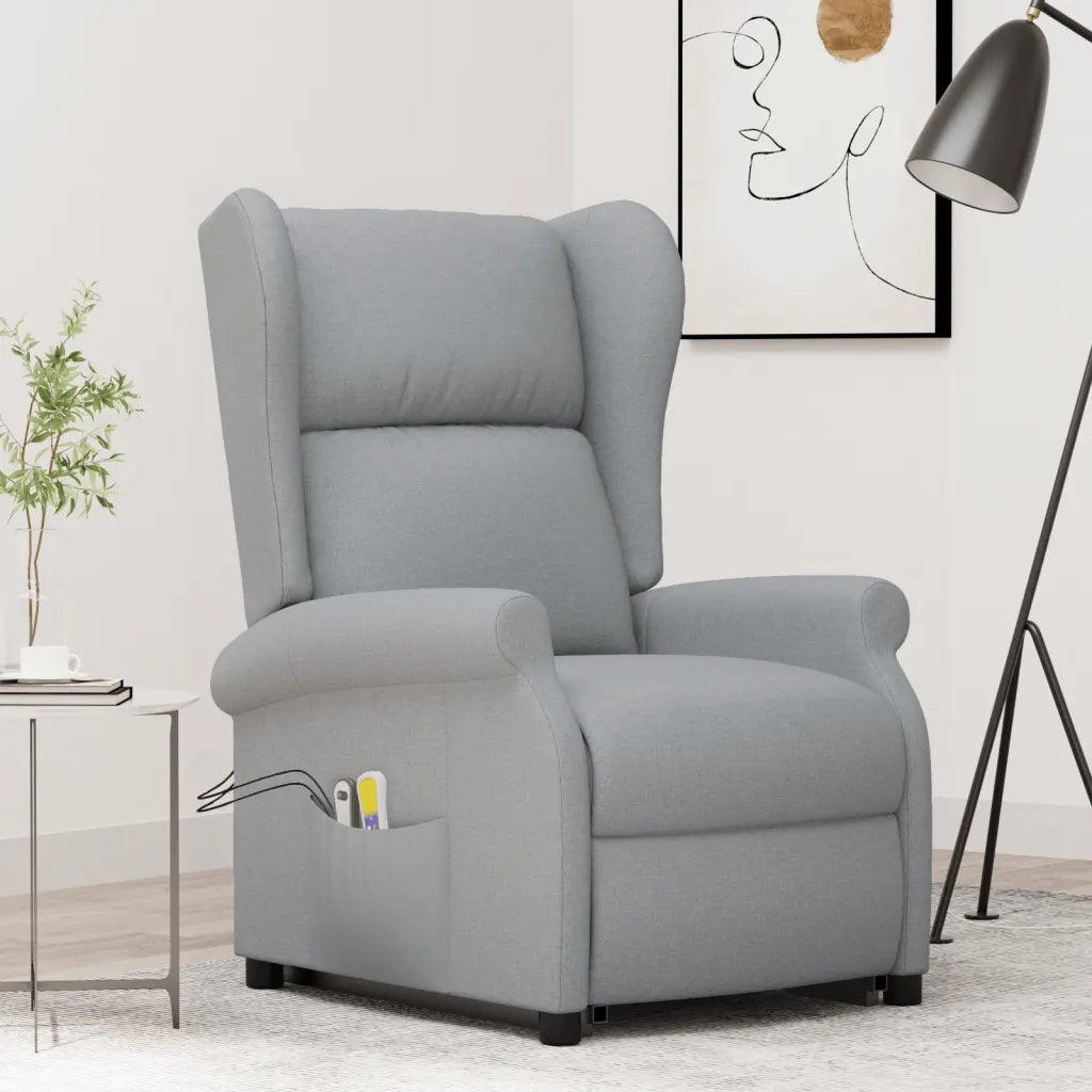 Poltrona Alzapersona Massaggiante Grigio Chiaro Tessuto 289740