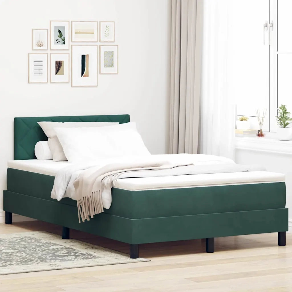 Letto a molle con materasso Verde Scuro 120 x 190 cm Velluto 3339227