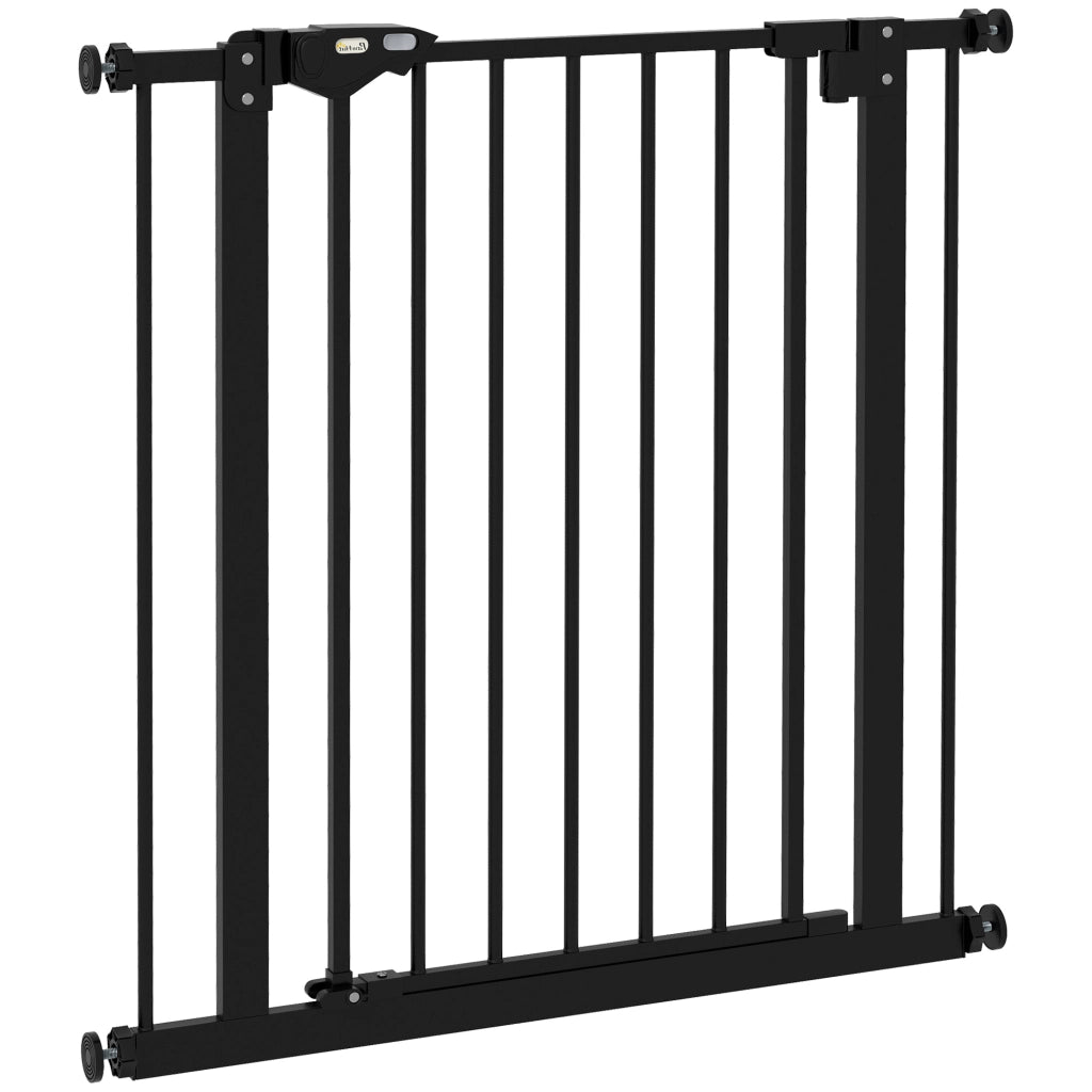 Cancello per Cani e Animali Domestici 68x77 cm con Chiusura Automatica per Scale e Ingressi Nero