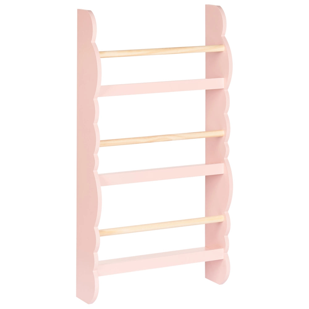 Libreria a muro rosa pastello a 3 piani in legno di pino MDF Camera dei bambini
