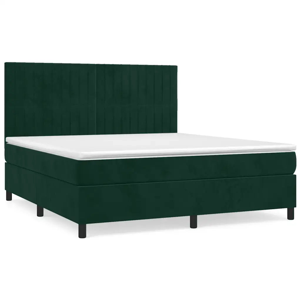 Giroletto a Molle con Materasso Verde Scuro 160x200 cm Vellutocod mxl 75874