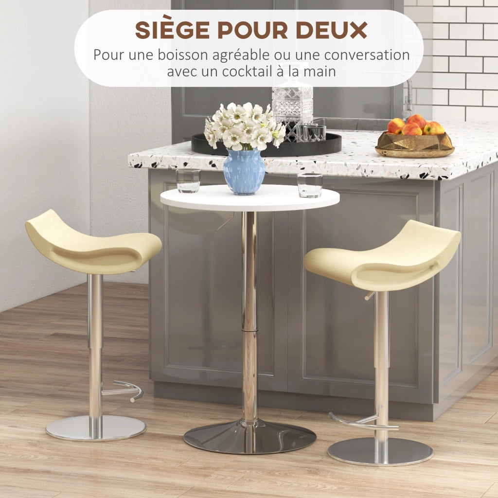 Tavolo bar rotondo regolabile 69-91 cm ¨C Xylo ¨C piano girevole 360¡ã bianco argentato