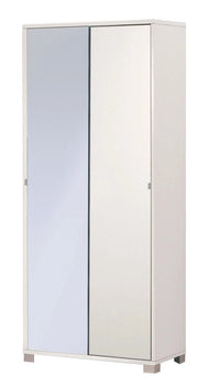 Armadio 2 Ante Scorrevoli con Specchio 82x190x41 cm Bianco Fiammato
