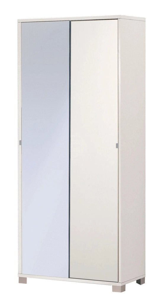 Armadio 2 Ante Scorrevoli con Specchio 82x190x41 cm Bianco Fiammato