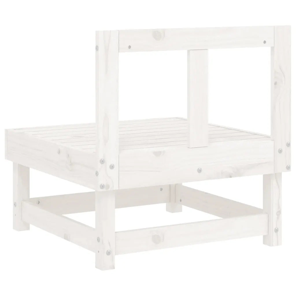 Divano Centrale da Giardino-Sofa Modulare-Divanetto da esterno Bianco in Legno Massello di Pino 524977