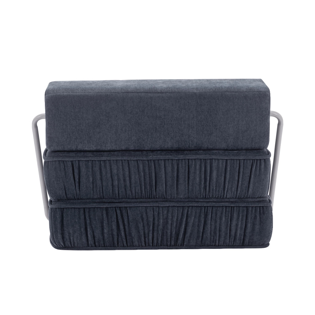Divano modulare in schiuma con funzione letto e seduta convertibile in chenille grigio 186 × 93 × 44,5 cm