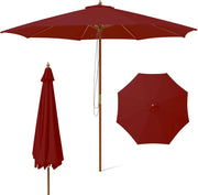 Ombrellone da Giardino 3 x 3 m, Ombrellone da Balcone Pieghevole, Parasole da Spiaggia Antivento in Tessuto di Poliestere con Costole, Ombrellon senza Base per Cortile