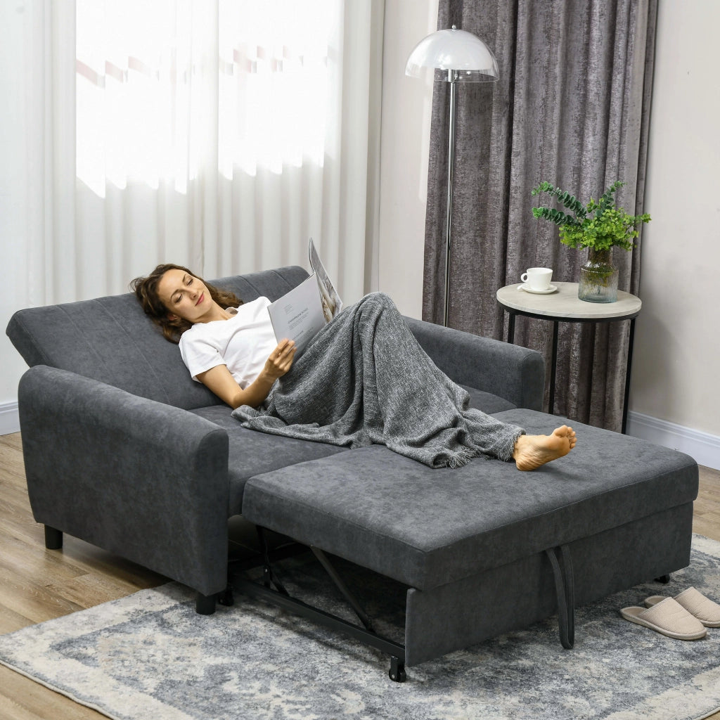 Divano letto clic clac ¨C Xylo ¨C tessuto effetto velluto grigio 148x87x88 cm
