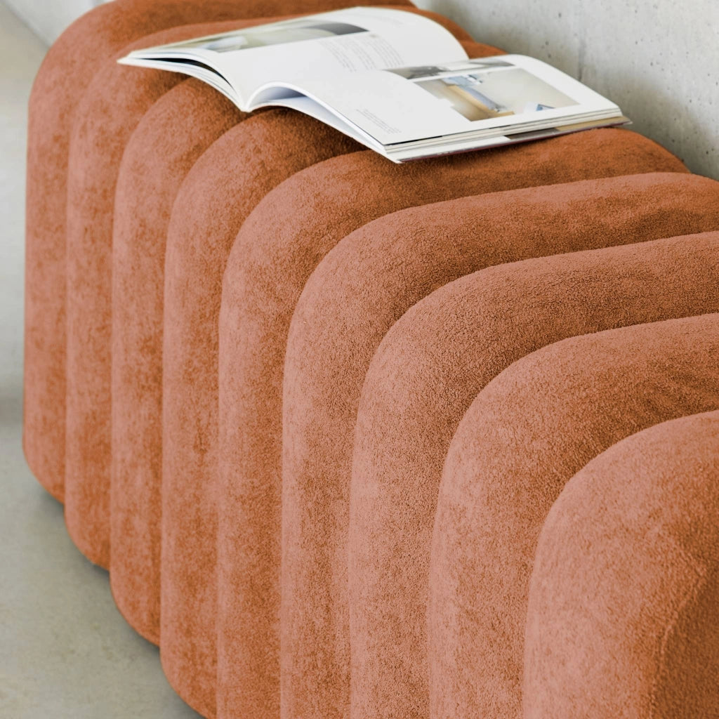 Panca, fine letto contemporaneo tessuto, arancione
