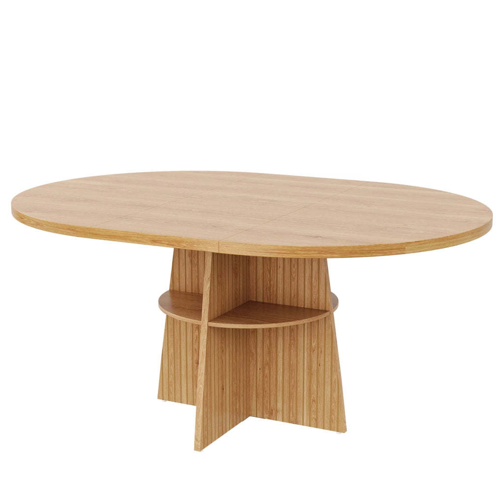 Tavolo da pranzo rotondo allungabile 110-150 cm; MDF; effetto naturale