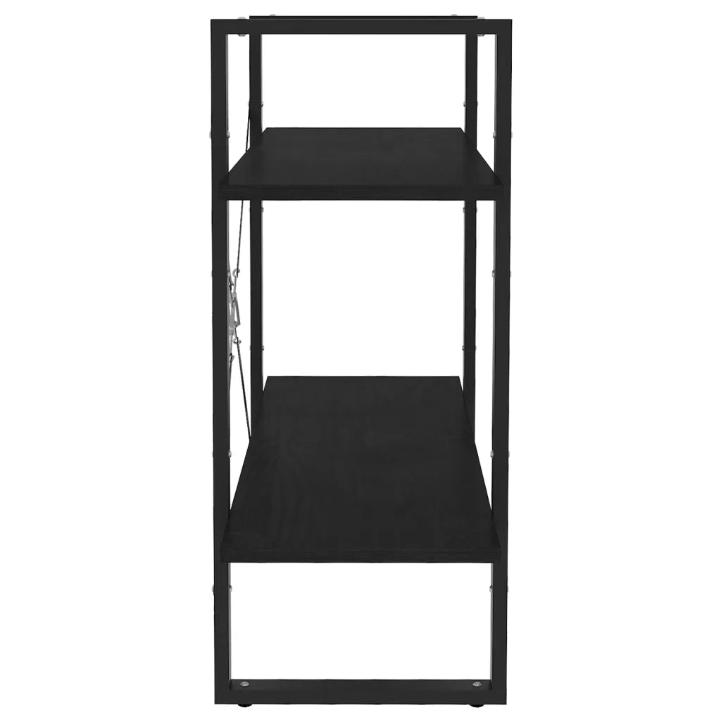 Libreria a 2 Ripiani Nera 80x30x70 cm in Massello di Pino 806456