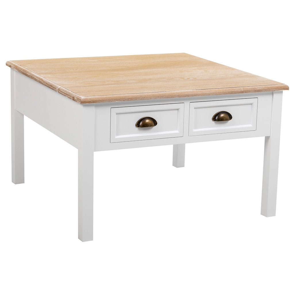 Tavolino daSalotto inLegnoBianco a 2Cassetti 80x80x50h