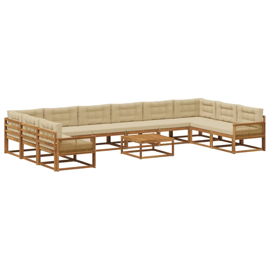 Set di divani da esterno con cuscino 11 pcs Naturale e Beige 3382951