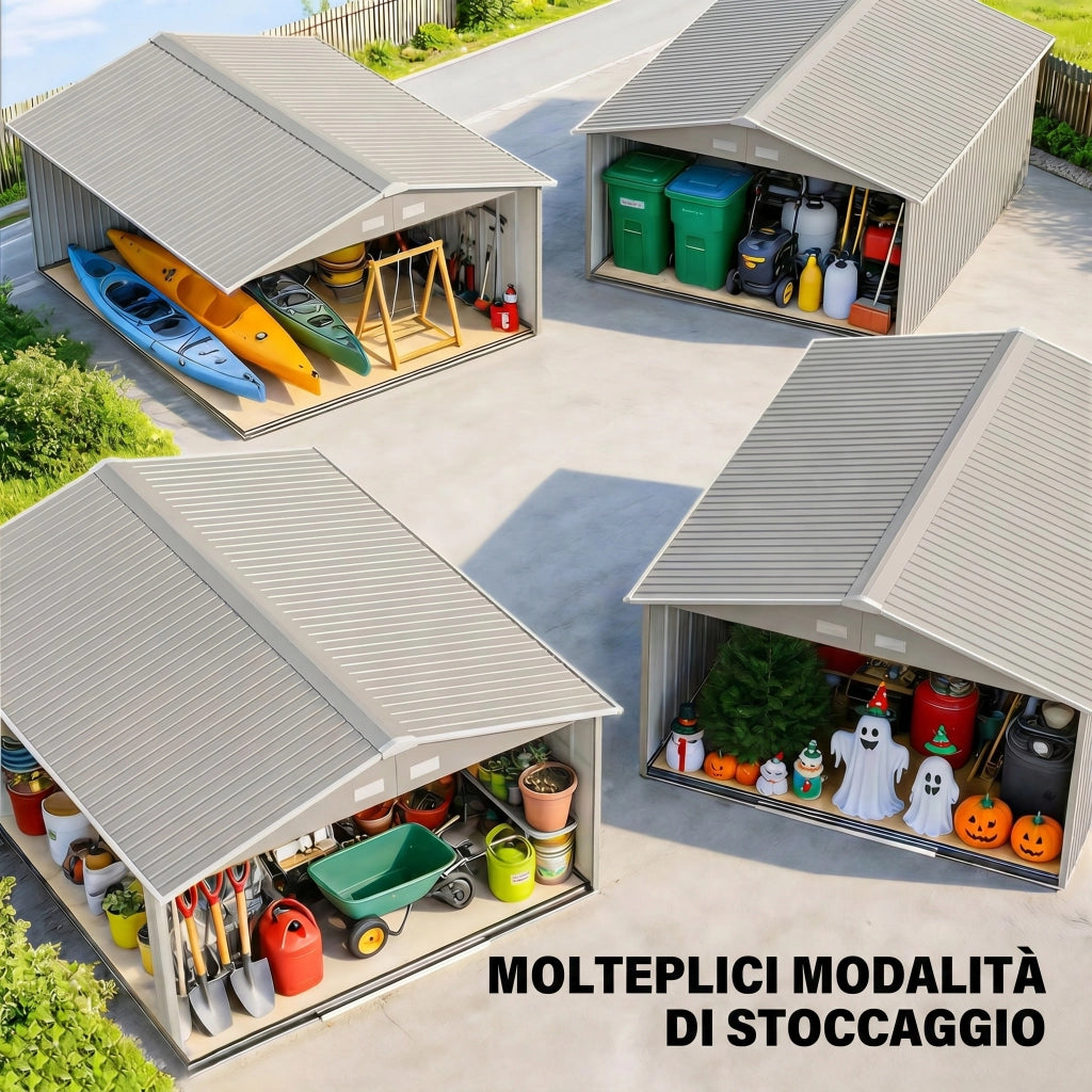 Casetta da Giardino ¨C zephmum ¨C Grigio Acciaio 340x386x200 cm
