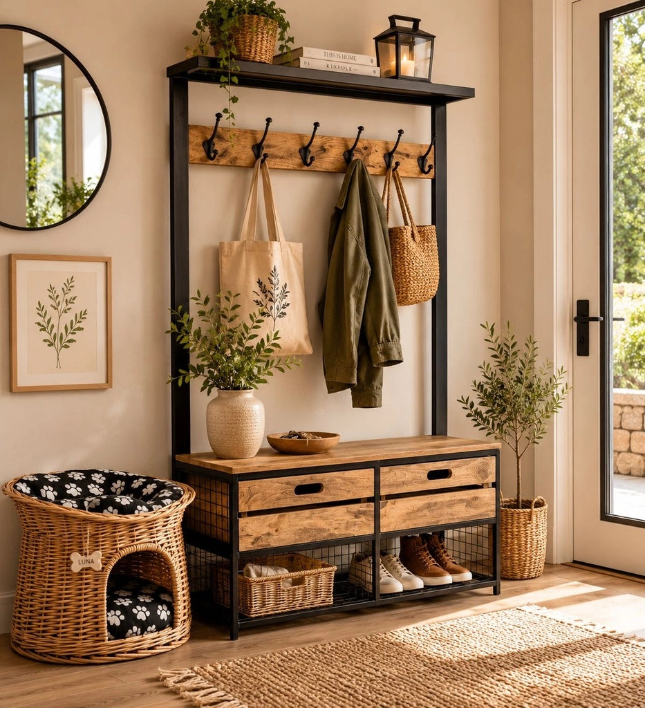 Lettino per animali domestici in vimini marrone 60x45x48 cm
