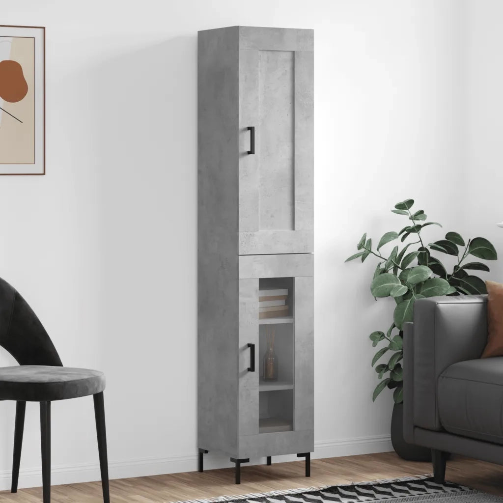 Credenza | Madia | Buffet da pranzo | Armadio da pranzo Grigio Cemento 34,5x34x180 cm in Legno Multistrato