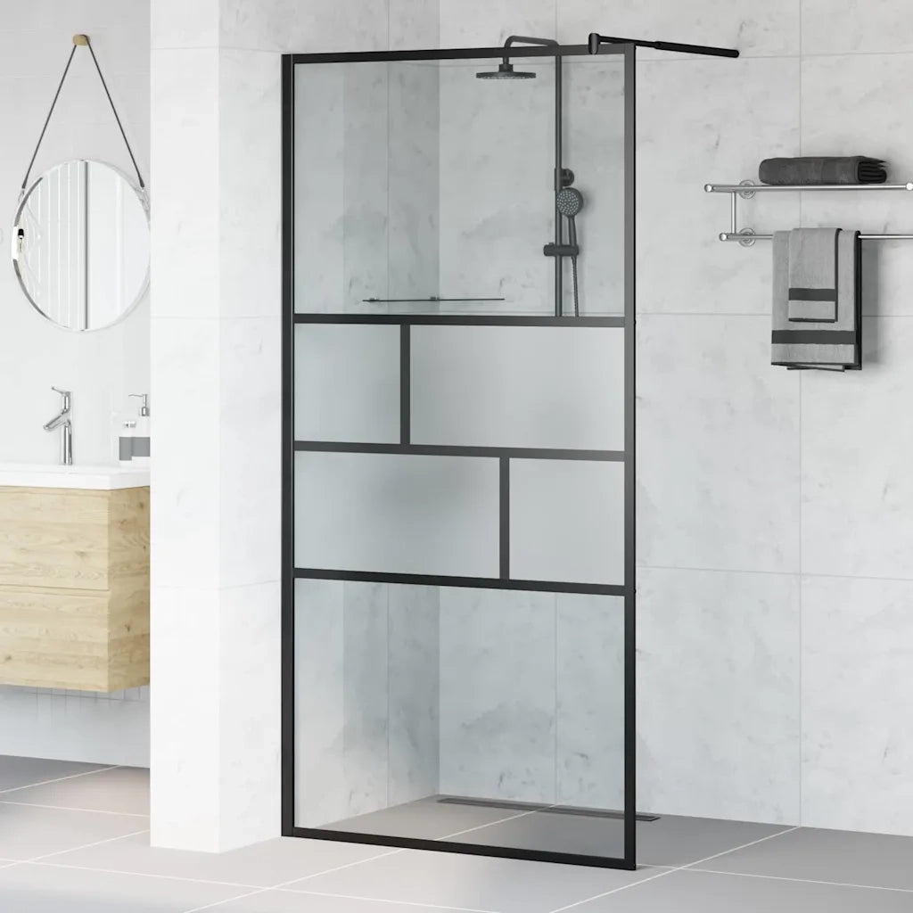 Parete Doccia Walk-in Nero 100 x 195 x 0,5 cm Vetro e Alluminio CFW9802515