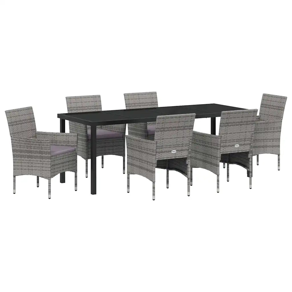 Set da Pranzo per Giardino con cuscino 7 pcs Grigio polyrattan 3379735