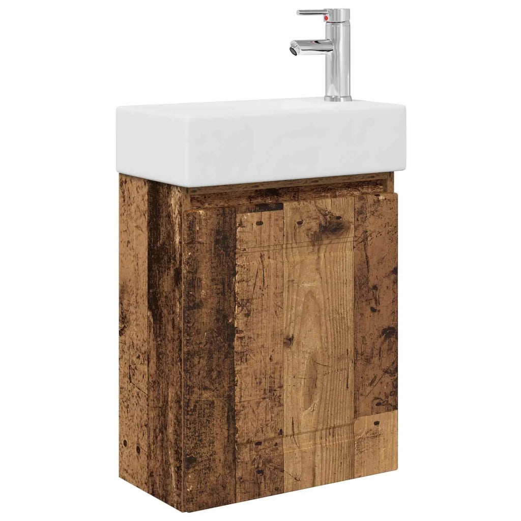 Mobile bagno con rubinetto Legno antico 45,5 x 22,5 x 84 cm 889479