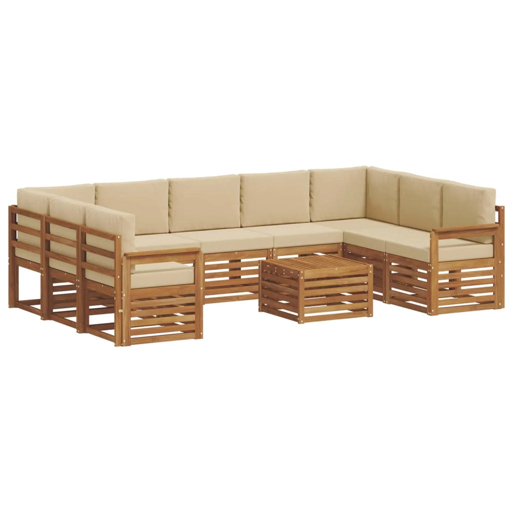Set divani 10 pcs Naturale e Beige Legno di Acacia Massello 3375508
