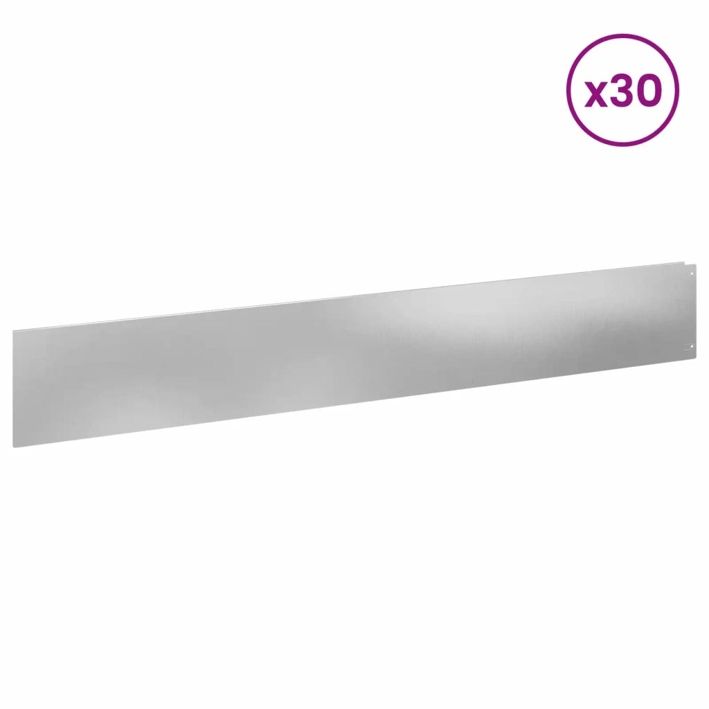 Bordura per Prato 30 pcs 100 x 15 cm Acciaio Argento 8008826