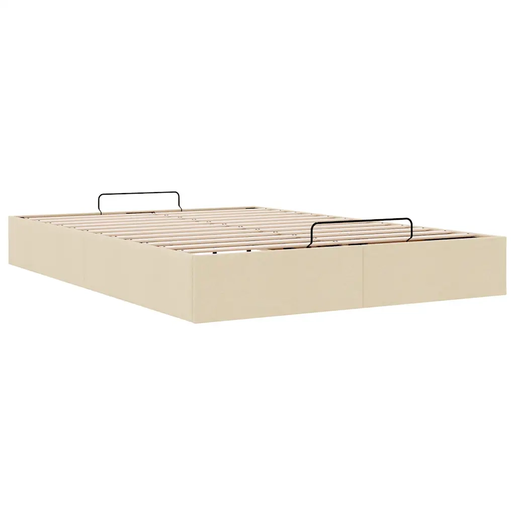 Struttura Letto Pouf senza Materasso Crema 140x200 cm Tessuto
