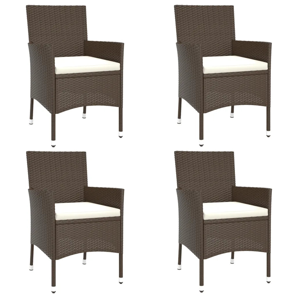 Set da Pranzo da Giardino 5pz con Cuscini in Polyrattan Marrone 3187309