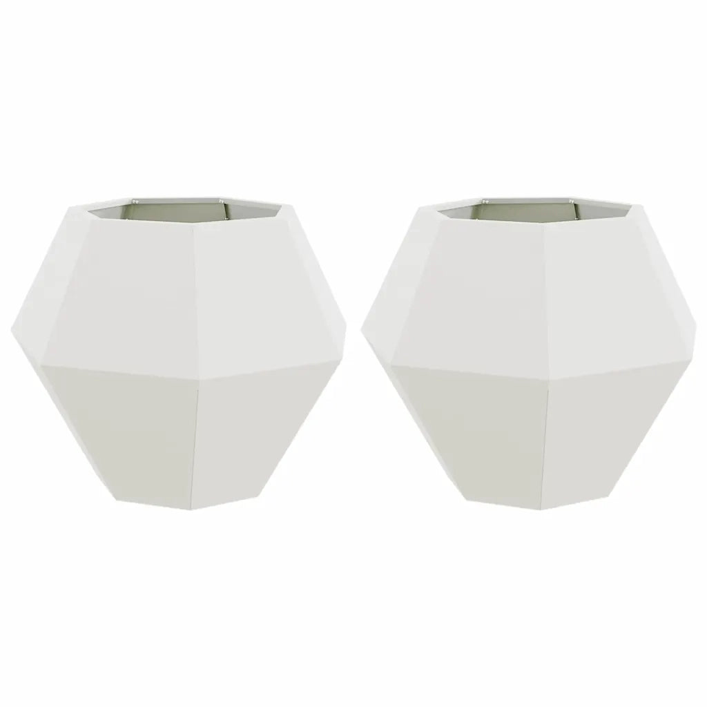 2 pz Fioriera | Cassetta per fiori | Vaso Bianco 75 x 75 x 60 cm Acciaio