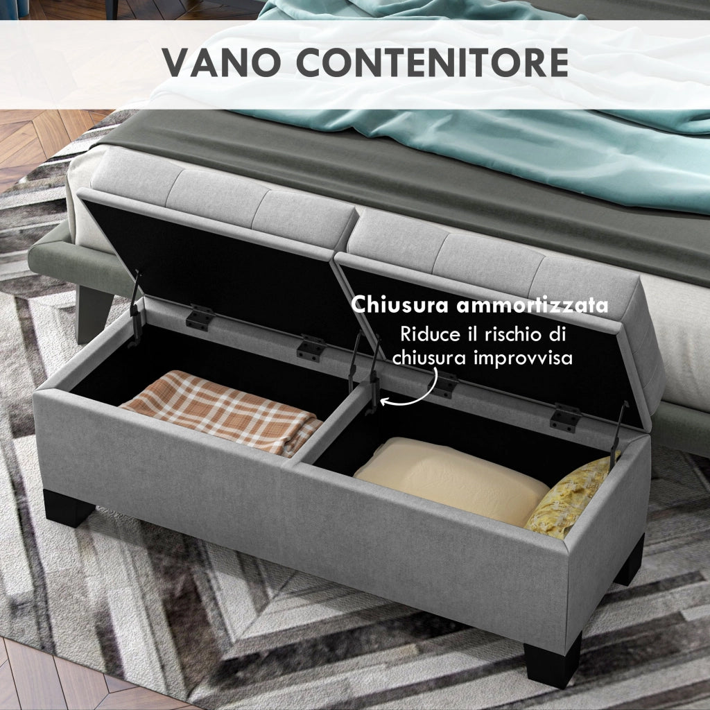 Letto Contenitore in Tessuto Trapuntato ¨C Zephmum ¨C Grigio 116x41x47cm