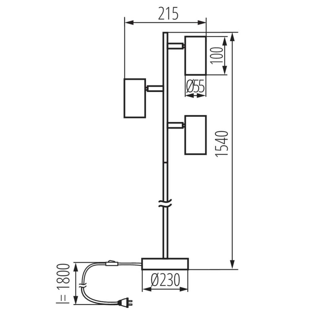 Lampada da terra Kanlux Evalo FL nera 3 faretti GU10 10W
