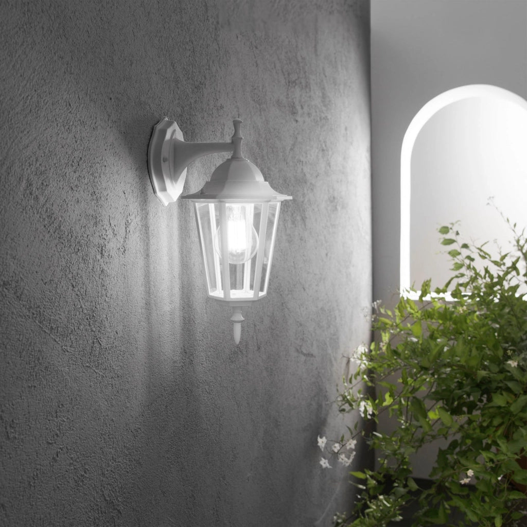 APPLIQUE DOWN MILANO BIANCA 1 LUCE ATTACCO E27 IP44 17X20,8X36CM ALLUMINIO E VETRO
