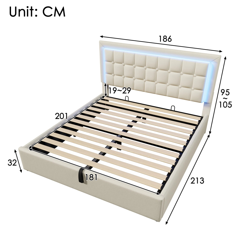 Letto matrimoniale contenitore 180x200 cm con LED e rete a doghe