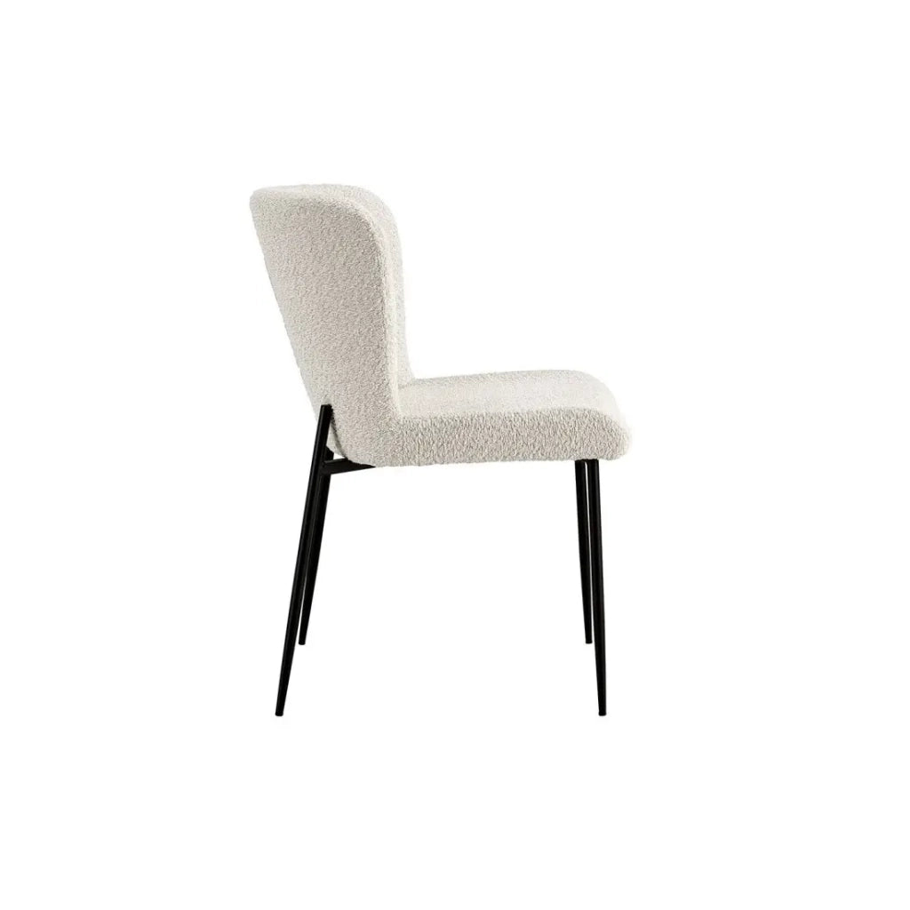 Sedia rivestita in Bouclé per sala da pranzo colore Ecru. Collezione LISE
