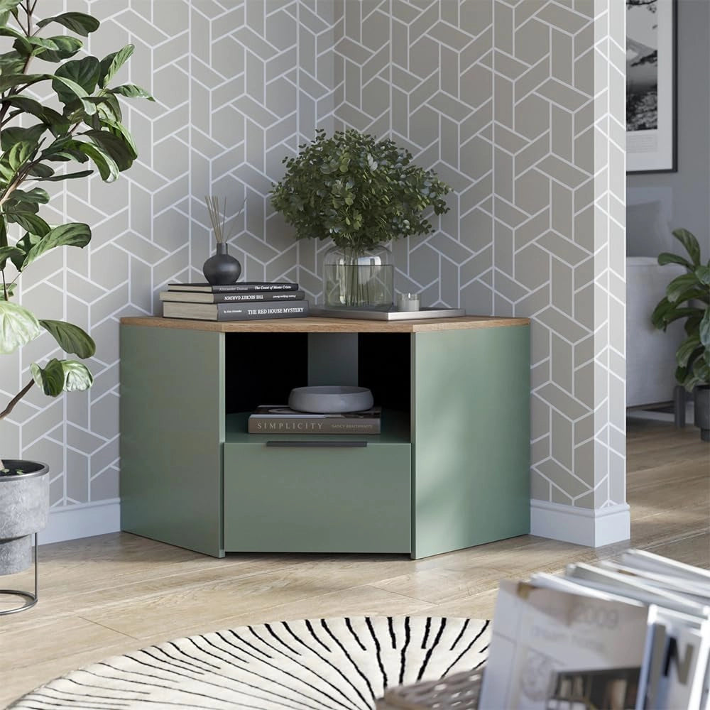 Mobile tv Wido, Verde, 68 x 50 cm, adatto come supporto TV con ripiani aperti