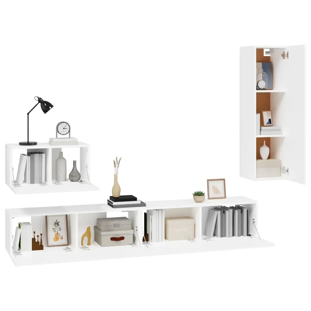 Set di Mobili Porta TV 4 pz Bianco in Legno Multistrato 3114326