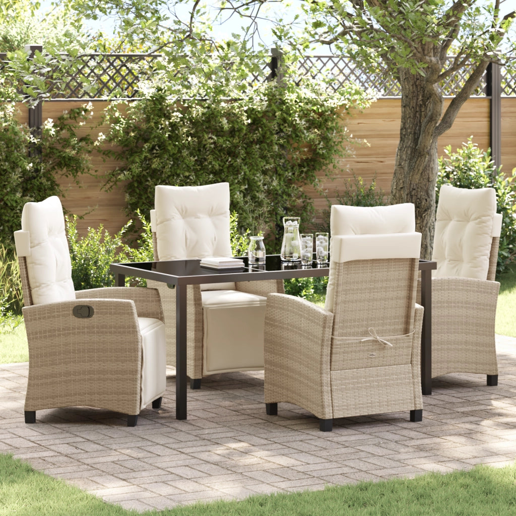 Set da Pranzo da Giardino 5 Pezzi Beige in Polyrattan