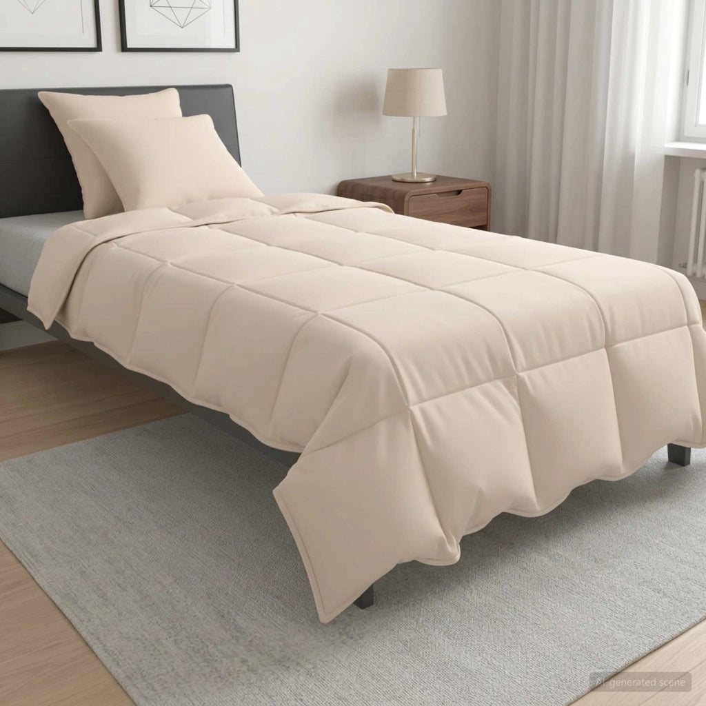 Set di Piumoni 2 pz 140 x 220 cm Tutte le stagioni Beige 3431663