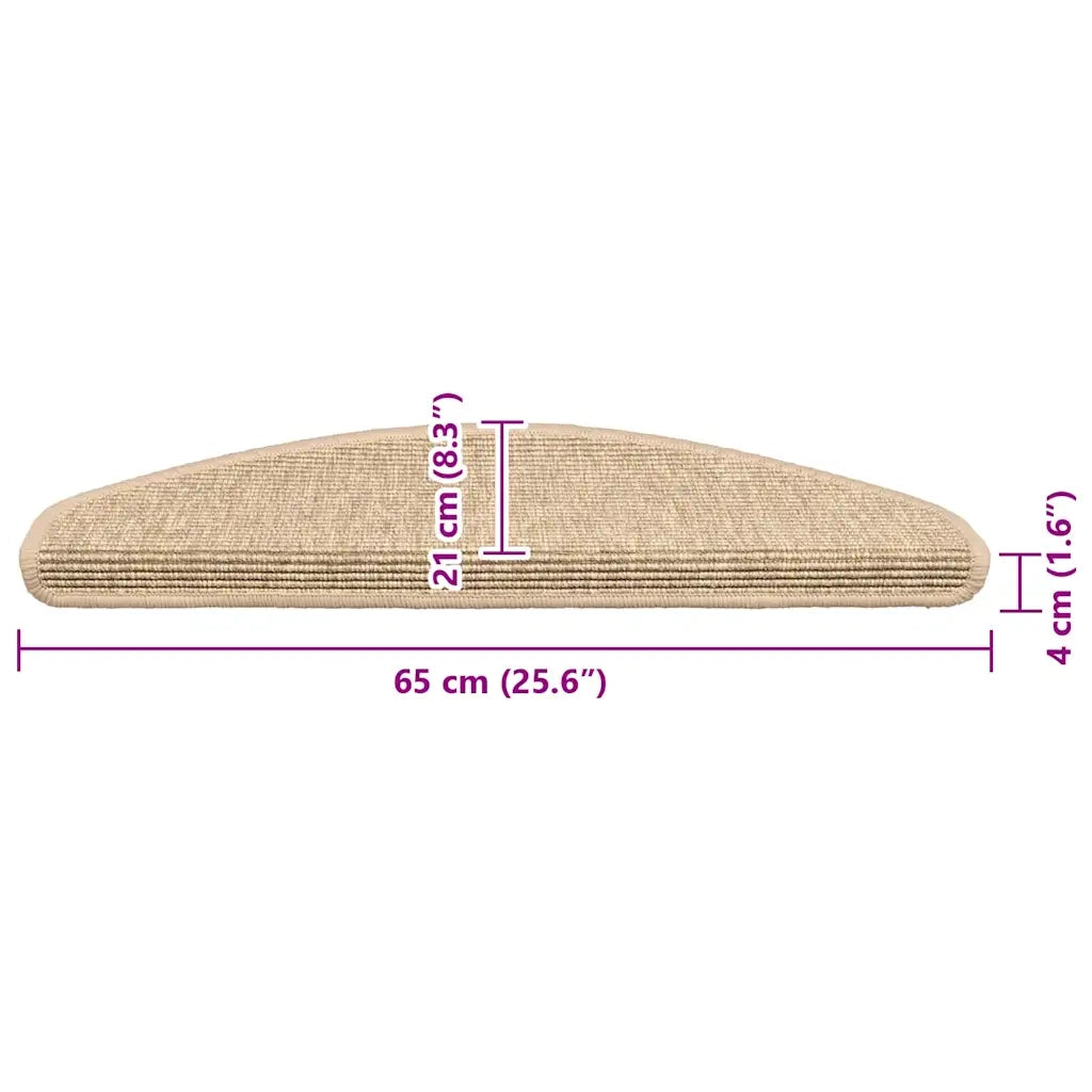 Tappetini per scale 15 pz | Gradini per Scale 65x21x4 cm Beige chiaro Semicircolari Grandi